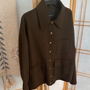 Massimo Dutti Wool Overshirt Jacket – Brown, Size L